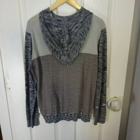 Armani Exchange Long Sleeve Striped Hooded Cotton Mutli Colored Striped Sweater - Picture 2 of 4